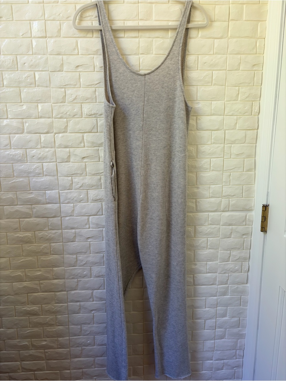 Free People Relaxed Gray Knit Sleeveless Jumpsuit